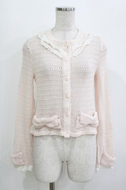 画像1: metamorphose / ニットレースフリルカーディガン Free ピンク H-26-03-08-076-ME-TO-NS-ZH