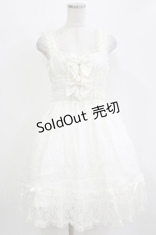 画像1: metamorphose / 総レースシャーリングジャンパースカート Free 白 H-26-03-08-010-ME-OP-NS-ZH (1)