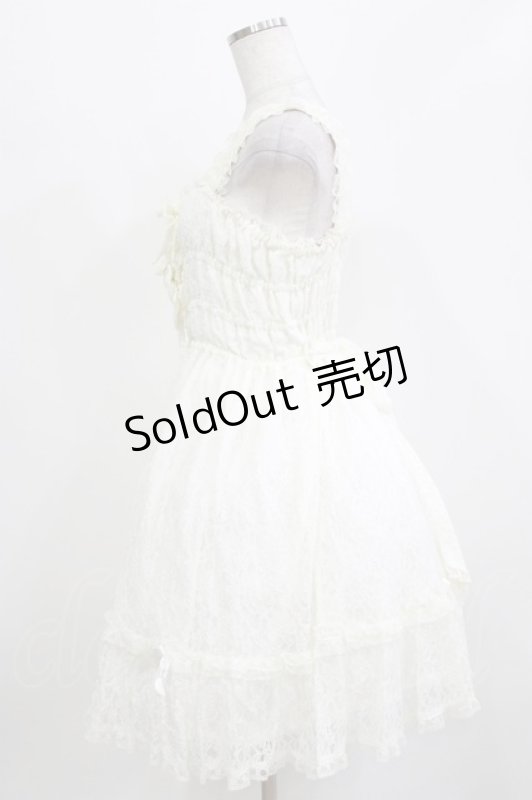 画像2: metamorphose / 総レースシャーリングジャンパースカート Free 白 H-26-03-08-010-ME-OP-NS-ZH (2)