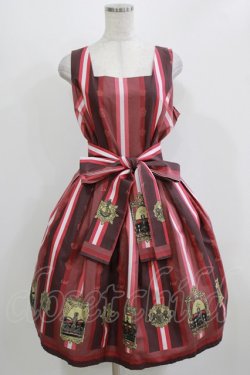 画像1: LIEF / クラウンレジメンタルストライプジャンパースカート L~XL ボルドー H-26-03-08-002-LO-OP-NS-ZH