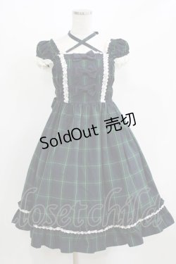 画像1: BABY,THE STARS SHINE BRIGHT / タータンチェックリボンミニ袖ジャンパースカート Free グリーン H-26-03-08-016-BA-OP-NS-ZH