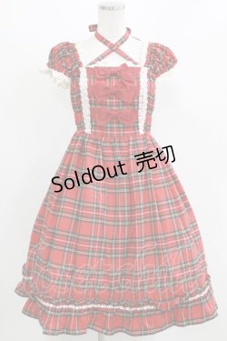 画像1: BABY,THE STARS SHINE BRIGHT / タータンチェックリボンミニ袖ジャンパースカート Free エンジ H-26-03-08-018-BA-OP-NS-ZH