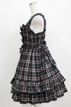 画像2: metamorphose / シャーリングリボンジャンパースカート（チェック） Free ブラック H-26-03-08-022-ME-OP-NS-ZH