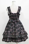 画像3: metamorphose / シャーリングリボンジャンパースカート（チェック） Free ブラック H-26-03-08-022-ME-OP-NS-ZH (3)