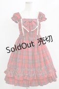 BABY,THE STARS SHINE BRIGHT / タータンチェックミニ袖ジャンパースカート&カチューシャセット Free エンジ H-26-03-08-023-BA-OP-NS-ZH