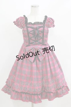画像1: BABY,THE STARS SHINE BRIGHT / タータンチェックミニ袖ジャンパースカート Free ピンク H-26-03-08-024-BA-OP-NS-ZH