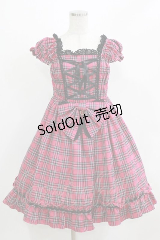 画像1: BABY,THE STARS SHINE BRIGHT / タータンチェックミニ袖ジャンパースカート Free ピンク H-26-03-08-024-BA-OP-NS-ZH (1)