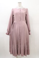 画像1: m petit by misako / レース襟プリーツワンピース M ピンク H-26-03-09-045-LO-OP-NS-ZH (1)