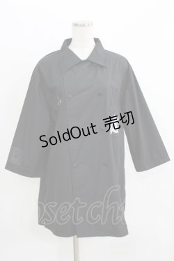 画像1: NieR Clothing / ダブルボタン半袖シャツ  黒 H-26-03-09-1028-PU-BL-AK-ZH