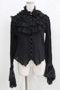 画像1: BPN / ダメージフリルブラウス  ブラック H-26-03-09-1029-GO-BL-KB-ZH