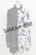 TRAVAS TOKYO / バイカラー昇華プリントシャツ  ブラック H-26-03-09-1030-PU-BL-KB-ZH