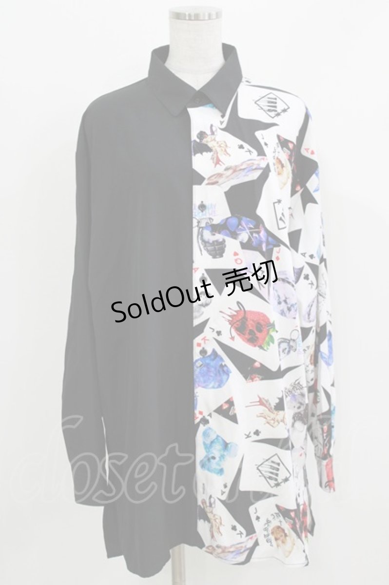 画像1: TRAVAS TOKYO / バイカラー昇華プリントシャツ  ブラック H-26-03-09-1030-PU-BL-KB-ZH (1)