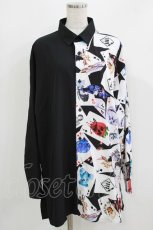 画像1: TRAVAS TOKYO / バイカラー昇華プリントシャツ  ブラック H-26-03-09-1030-PU-BL-KB-ZH (1)