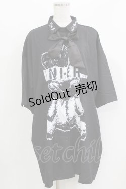 画像1: NieR Clothing / タイ付き半袖シャツ F 黒 H-26-03-09-1031-PU-BL-AK-ZH