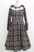 Melody BasKet / リボンとレースカラーのタータンチェックワンピース  ブラウン H-26-03-09-1004-LO-OP-KB-ZH
