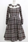 画像1: Melody BasKet / リボンとレースカラーのタータンチェックワンピース  ブラウン H-26-03-09-1004-LO-OP-KB-ZT026 (1)