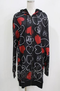 画像1: NieR Clothing / 総柄ZIPパーカー F 黒 H-26-03-09-1036-PU-TO-AK-ZH