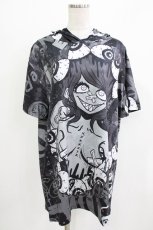 画像1: NieR Clothing / 総柄半袖プルパーカー F グレー H-26-03-09-1038-PU-TO-AK-ZH (1)