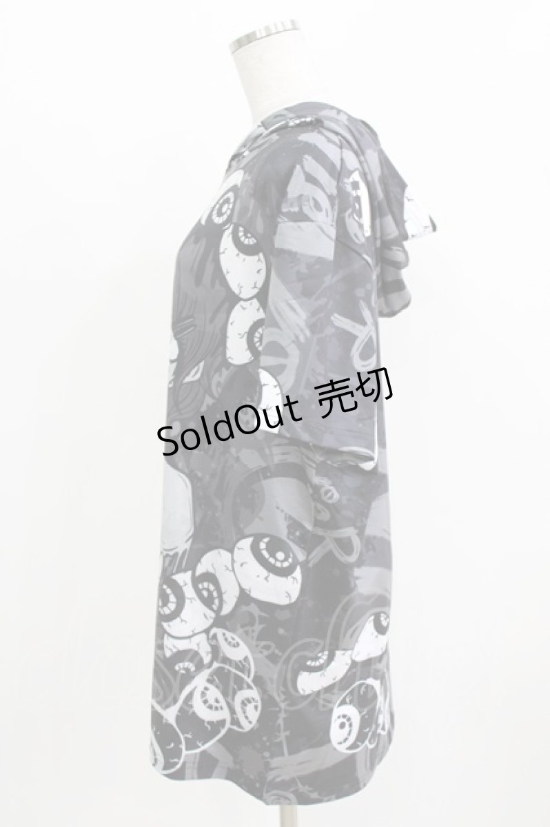 画像2: NieR Clothing / 総柄半袖プルパーカー F グレー H-26-03-09-1038-PU-TO-AK-ZH (2)