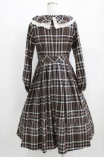 画像3: Melody BasKet / リボンとレースカラーのタータンチェックワンピース  ブラウン H-26-03-09-1004-LO-OP-KB-ZT026 (3)