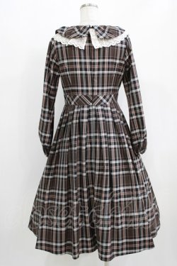 画像3: Melody BasKet / リボンとレースカラーのタータンチェックワンピース  ブラウン H-26-03-09-1004-LO-OP-KB-ZH