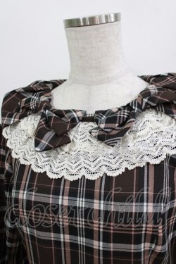 画像4: Melody BasKet / リボンとレースカラーのタータンチェックワンピース  ブラウン H-26-03-09-1004-LO-OP-KB-ZH