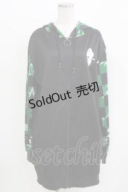 画像1: NieR Clothing / 総柄ZIPパーカー F 黒 H-26-03-09-1045-PU-TO-AK-ZH