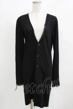 画像1: BPN FOR MEN / ダメージカットロングカーディガン  ブラック H-26-03-09-1048-GO-TO-KB-ZH