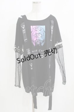 画像1: SEX POT ReVeNGe / セパレートメッシュスリーヴデザインカットソー M 黒 H-26-03-09-1049-SP-TO-KB-ZH