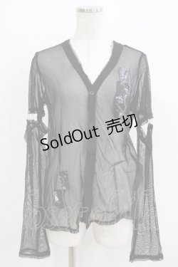 画像1: h.ANARCHY / メッシュカーディガン  黒 H-26-03-09-1050-HN-TO-KB-ZH