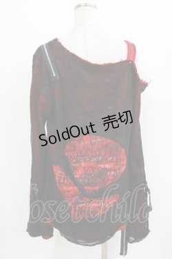 画像3: h.ANARCHY / ダメージレイヤードニットソー  レッド×ブラック H-26-03-09-1052-HN-TO-KB-ZH