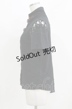 画像2: H jelly / チェックベルト半袖カーディガン  黒×赤チェック H-26-03-09-1053-HN-TO-KB-ZH