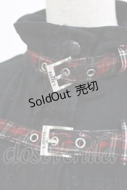 画像5: H jelly / チェックベルト半袖カーディガン  黒×赤チェック H-26-03-09-1053-HN-TO-KB-ZH