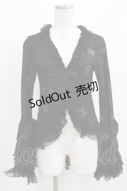 画像1: h.naoto Blood / レースフリル燕尾カーディガン  ブラック H-26-03-09-1054-HN-TO-KB-ZH