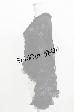 画像2: h.naoto Blood / レースフリル燕尾カーディガン  ブラック H-26-03-09-1054-HN-TO-KB-ZH