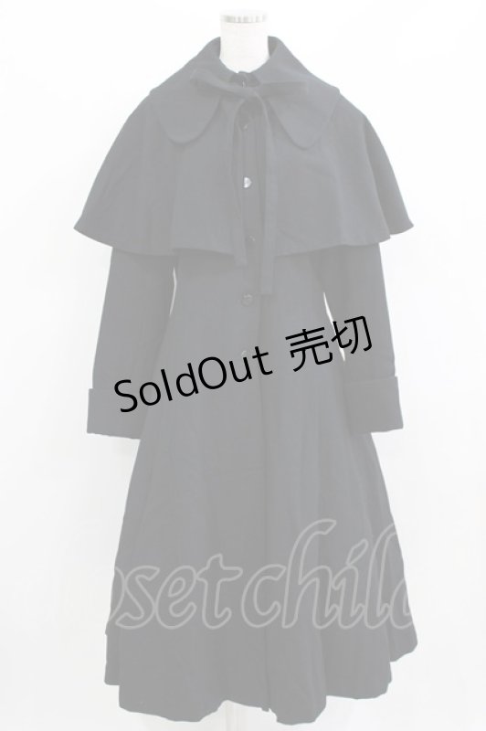 画像1: ATELIER BOZ / ケープ付ロングコート  ブラック H-26-03-09-1006-EL-CO-KB-ZH (1)