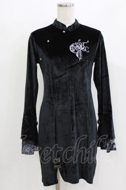画像1: NieR Clothing / チャイナベロアワンピース F 黒 H-26-03-09-1056-PU-OP-AK-ZH