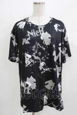 画像1: NieR Clothing / プリント半袖CUTSEW F 黒 H-26-03-09-1058-PU-TO-AK-ZH