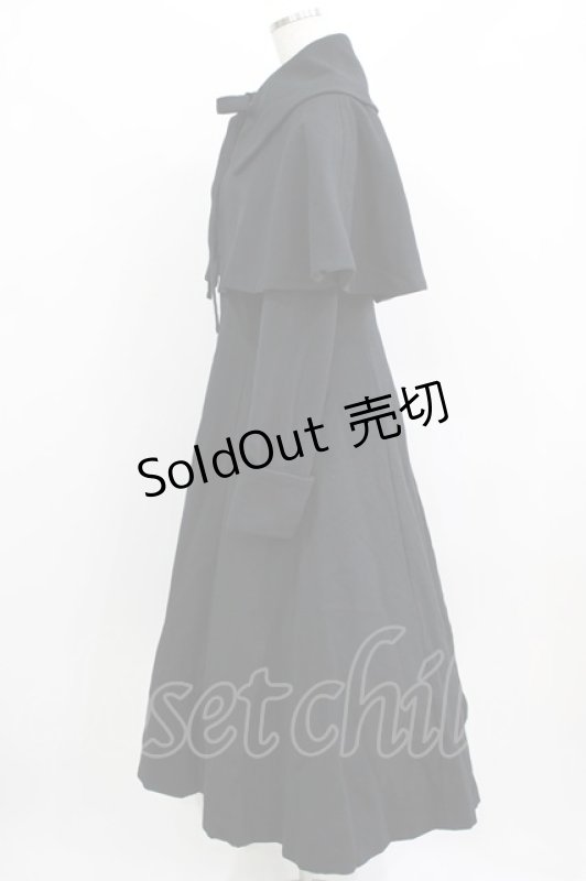 画像2: ATELIER BOZ / ケープ付ロングコート  ブラック H-26-03-09-1006-EL-CO-KB-ZH (2)