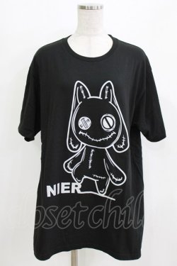 画像1: NieR Clothing / プリントCOTTON CUTSEW XL 黒 H-26-03-09-1063-PU-TO-AK-ZH