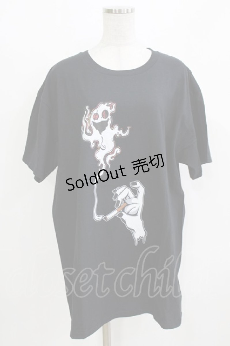 画像1: NieR Clothing / プリントCOTTON CUTSEW XL 黒 H-26-03-09-1065-PU-TO-AK-ZH (1)