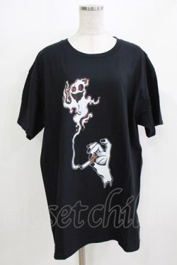 画像1: NieR Clothing / プリントCOTTON CUTSEW XL 黒 H-26-03-09-1065-PU-TO-AK-ZH