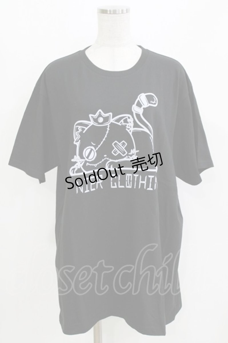 画像1: NieR Clothing / プリントCOTTON CUTSEW XL 黒 H-26-03-09-1067-PU-TO-AK-ZH (1)