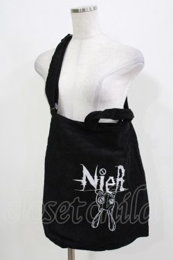 画像1: NieR Clothing / 刺繍リブバッグ  黒 H-26-03-09-1073-PU-BG-AK-ZH