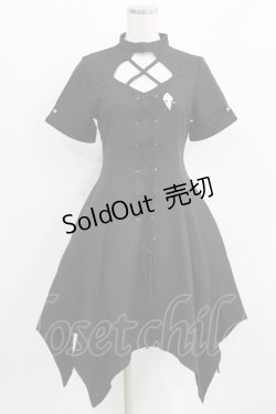 画像1: NieR Clothing / レースアップワンピース  黒 H-26-03-09-1011-PU-OP-AK-ZH