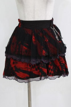 画像1: h.ANARCHY / チャーム付ダメージメッシュスカート  黒×赤 H-26-03-09-1013-HN-SK-KB-ZH