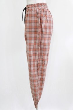 画像2: NieR Clothing / ロゴプリントチェックパンツ F 茶 H-26-03-09-1016-PU-PA-AK-ZH