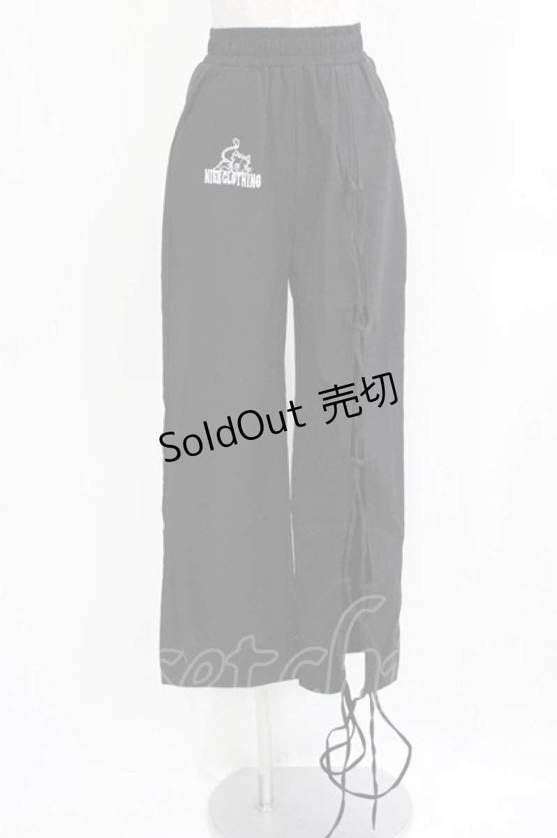 画像1: NieR Clothing / ロゴ刺繍パンツ  黒 H-26-03-09-1018-PU-PA-AK-ZH (1)