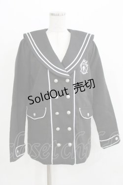 画像1: NieR Clothing / セーラー襟ボタンジャケット  黒 H-26-03-09-1024-PU-JA-AK-ZH