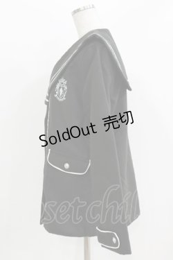 画像2: NieR Clothing / セーラー襟ボタンジャケット  黒 H-26-03-09-1024-PU-JA-AK-ZH